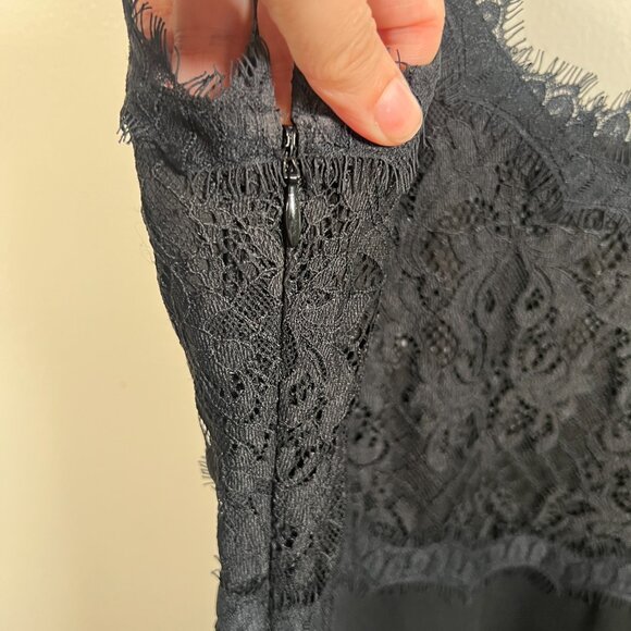 DVF Olivette Lace Trim Slip Dress Size 14 Black Cocktail 90s Practical Magic - Picture 7 of 11
